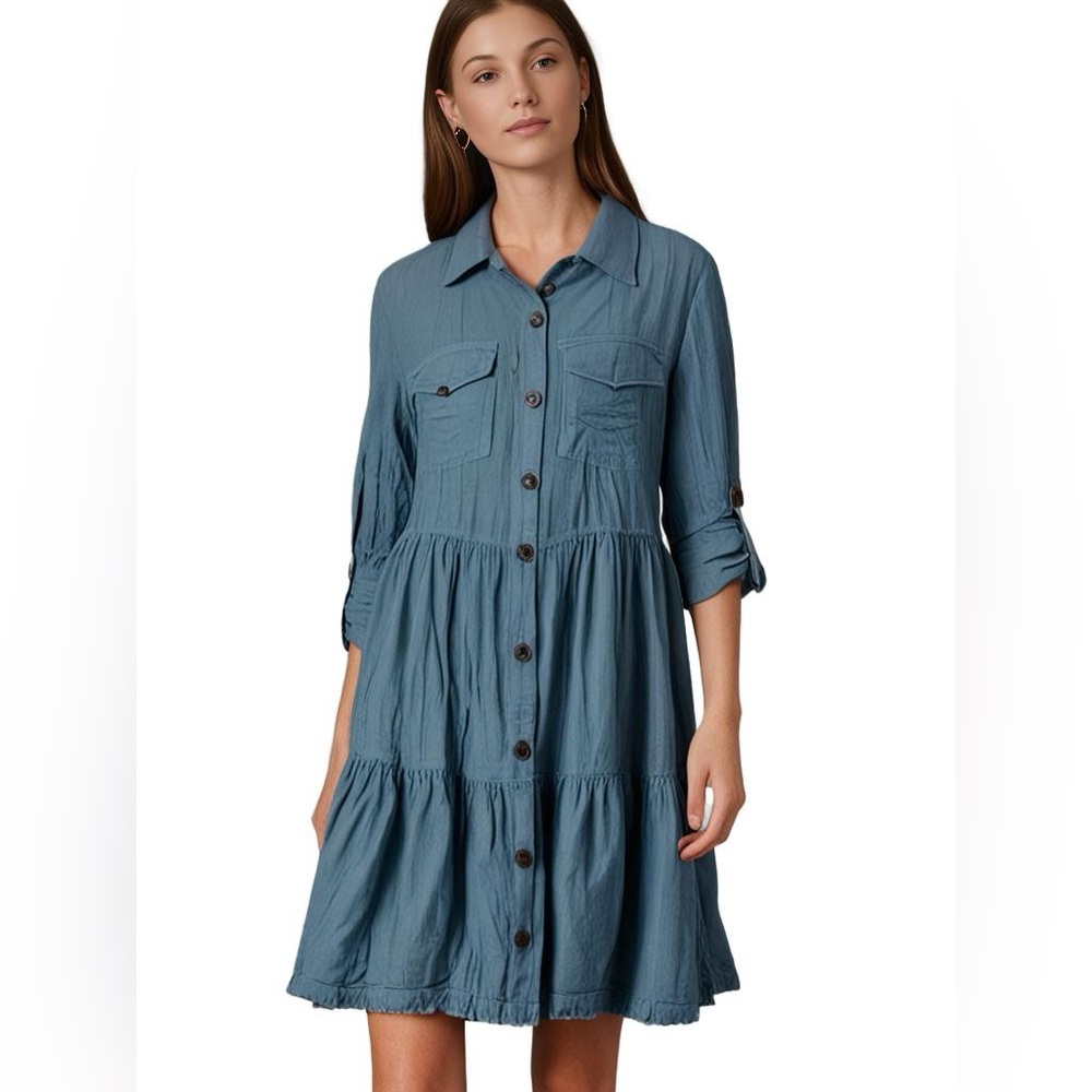 White Birch Button‎ Down Dress